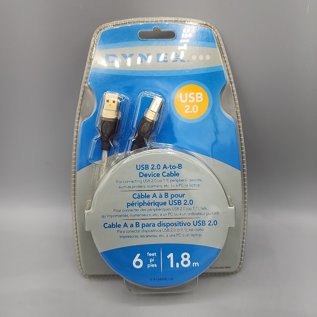 Dynex USB 2.0 A-to-B 6 ft Device Cable In Original Sealed Package