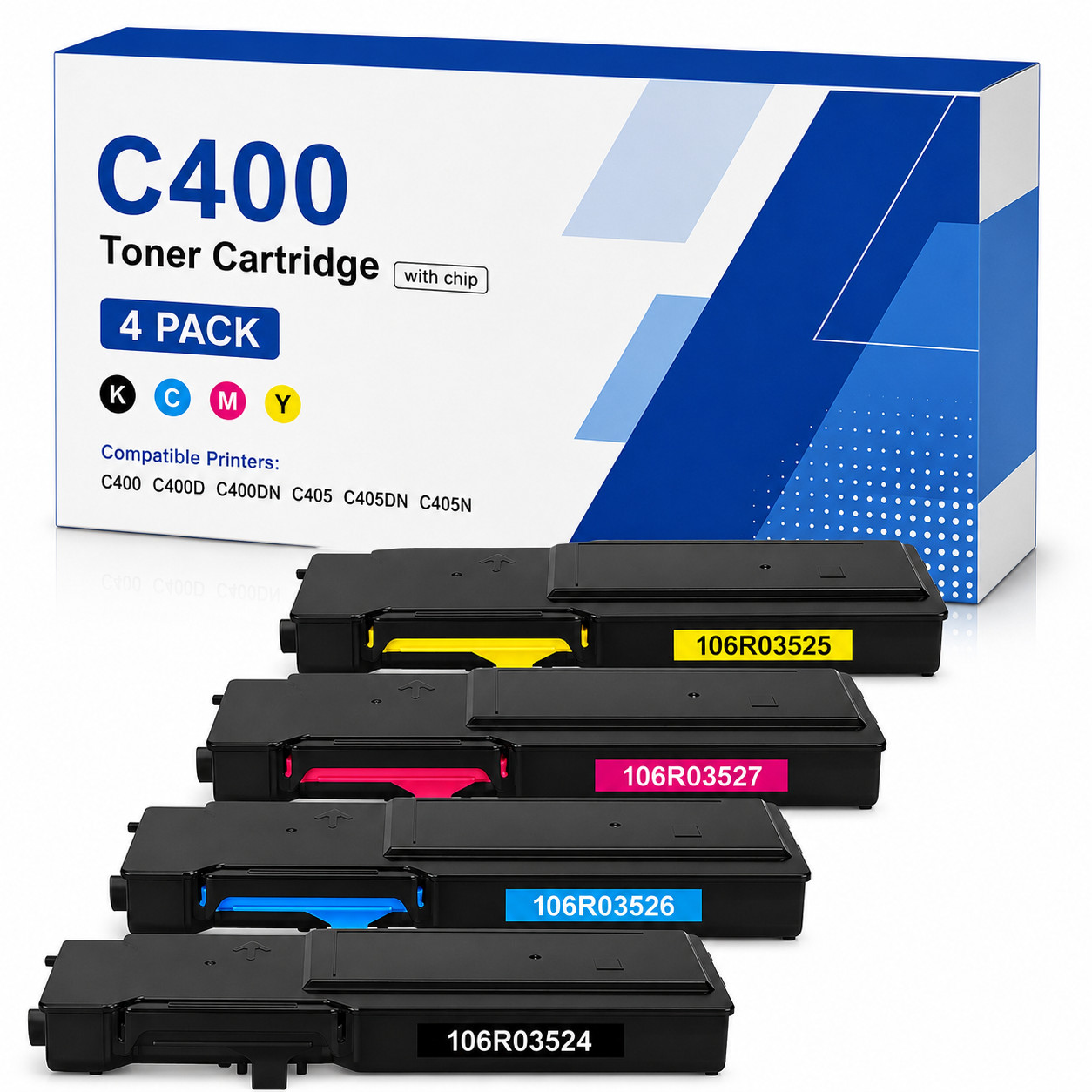 C400 106R03524 4PK BK/C/M/Y Extra High Yield Toner Cartridge Fits C400DN C405DN