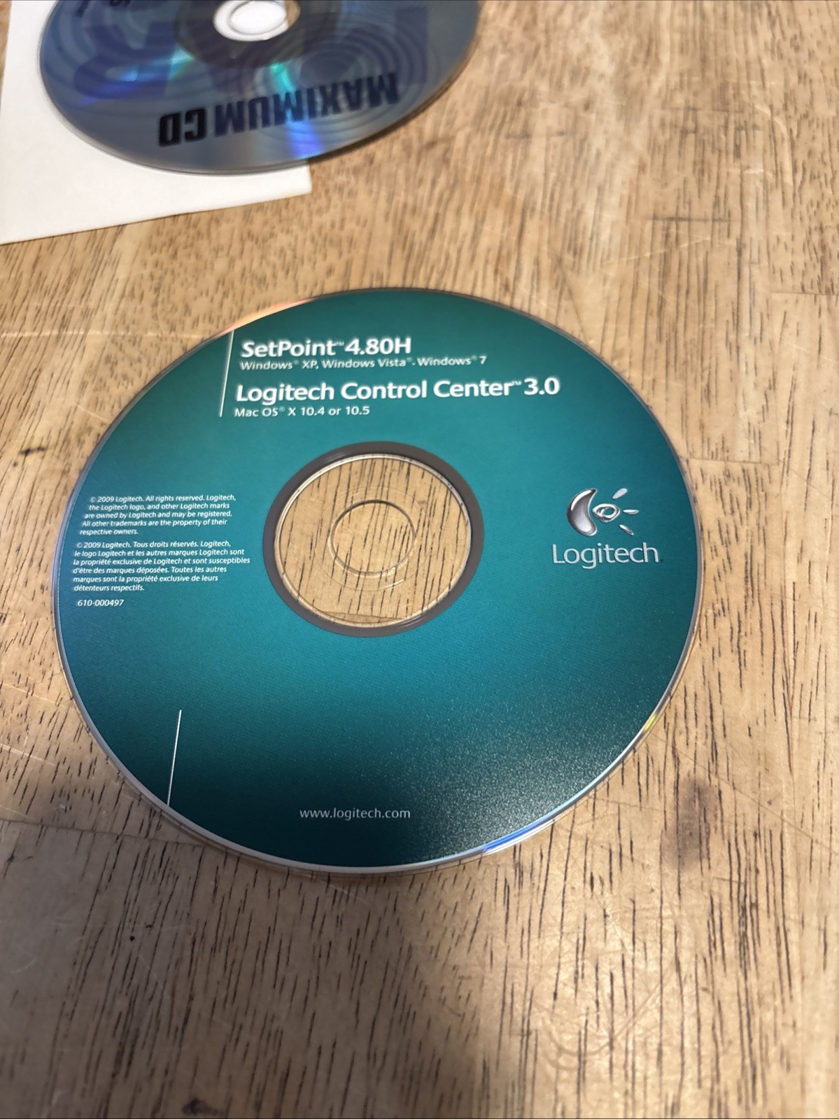 Logitech SetPoint 4.80H Control Center 3.0 Software Disc PC Mac 610-000497