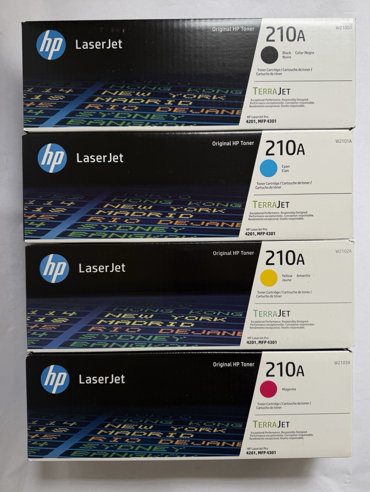 New Hp LaserJet Pro Original Toner Cartridge 210 A Black Yellow Cyan Magenta Set