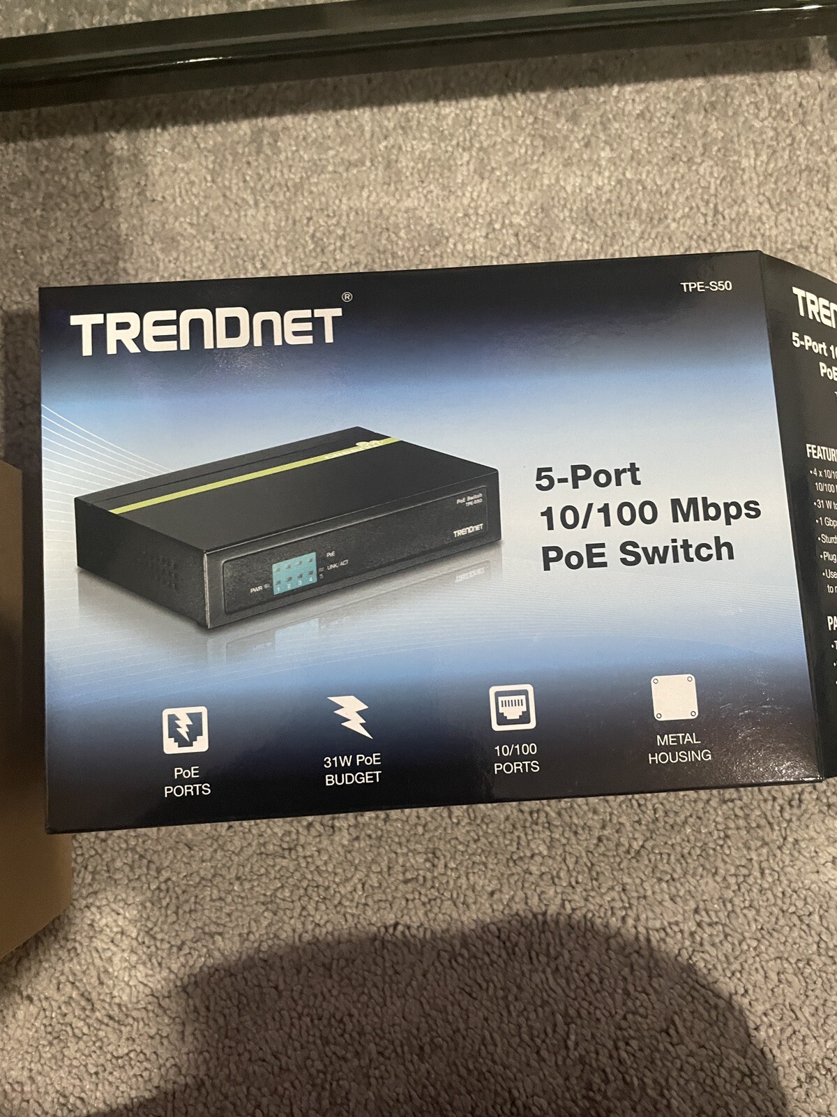 TRENDnet TPE-S50 - 6-Port Fast Ethernet PoE+ Switch - Sealed - One - 1 - NEW