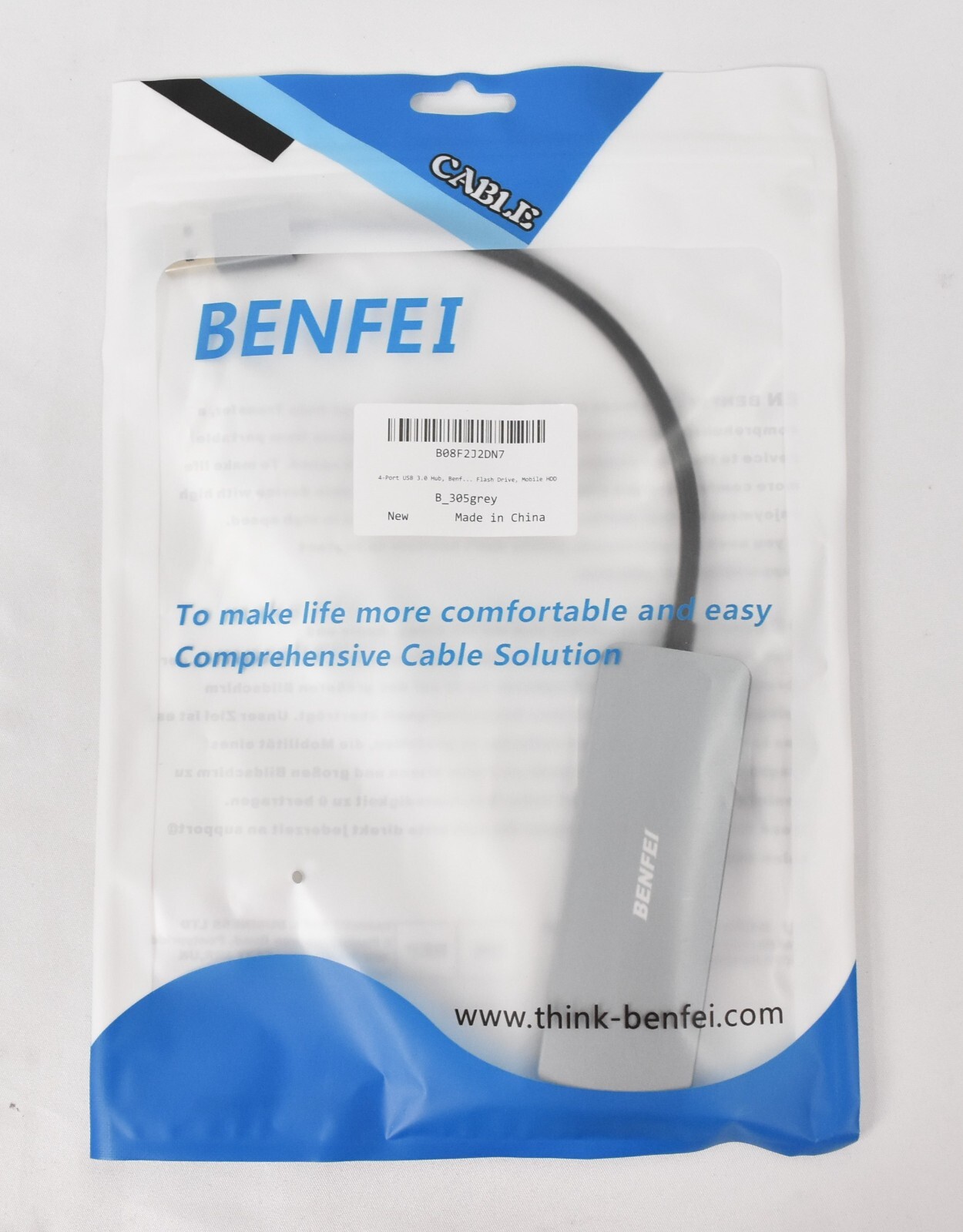 Benfei USB 3.0 4 Port Hub for MAC or Windows B_305grey