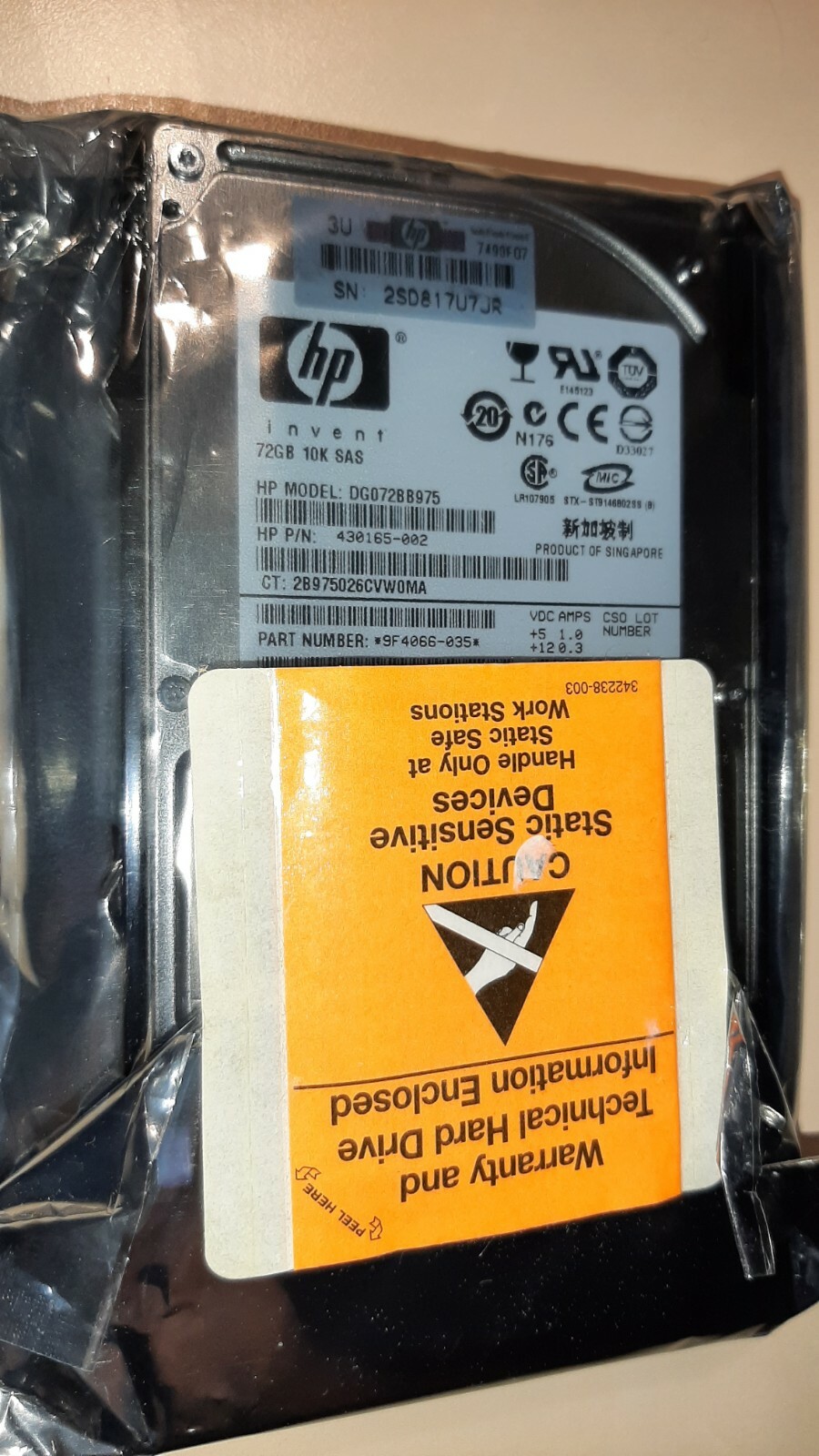 HP DG072BB975 430165-002 72GB SAS 10K 2.5" Hard Drive With Caddy NEW