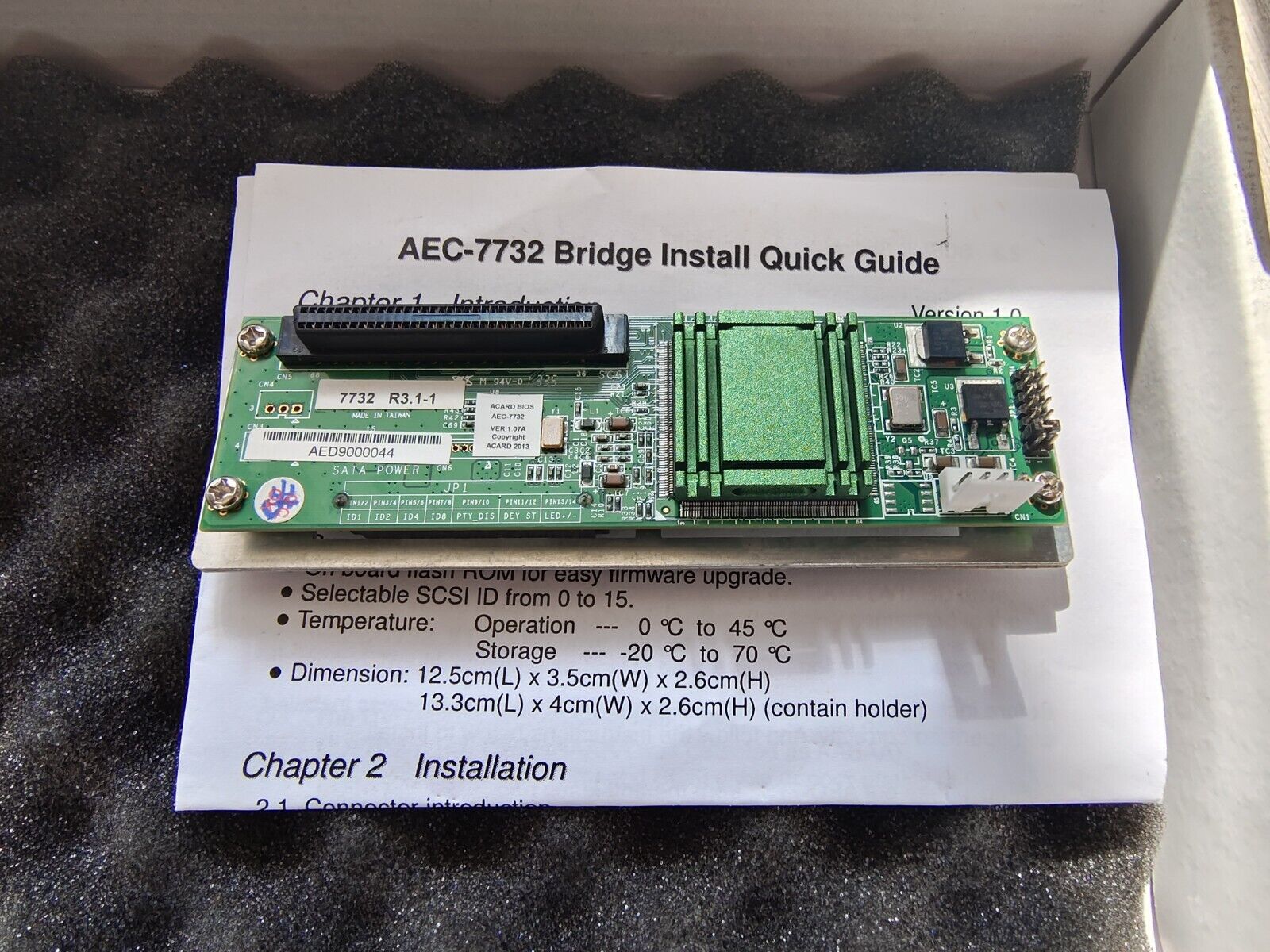 Acard 7732 Ultra SCSI-to-SATA Bridge Adapter for SATA hard disk  SN:20160027