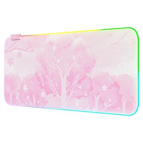 Pink RGB LED Gaming Mouse Pad 14 Modes Glow Pad Extra Large Gaming MousepadWa...