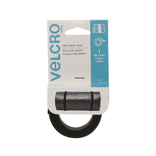 VELCRO Brand 90302 ONE-WRAP Fastening Roll, Black, 4 Ft. x 3/4 In. - Quantity 6