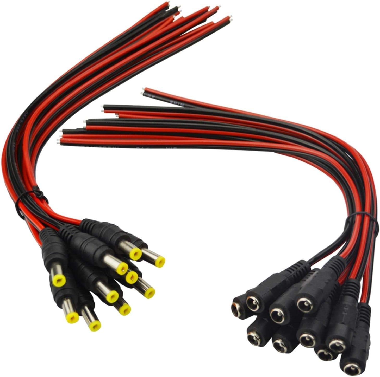 10 Pairs 18AWG 12V DC Power Pigtail Connectors - Enhanced Compatibility & Safety