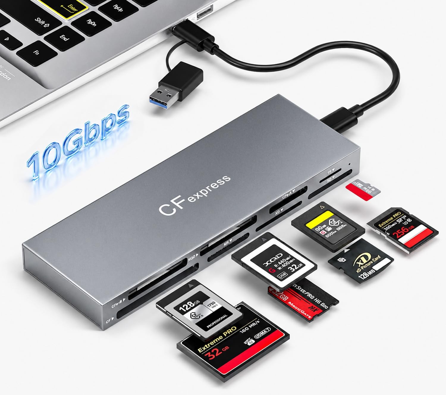 CFexpress Type B & Type A Card Reader, Professional 8-Slot USB 3.2 10Gbps Mem...