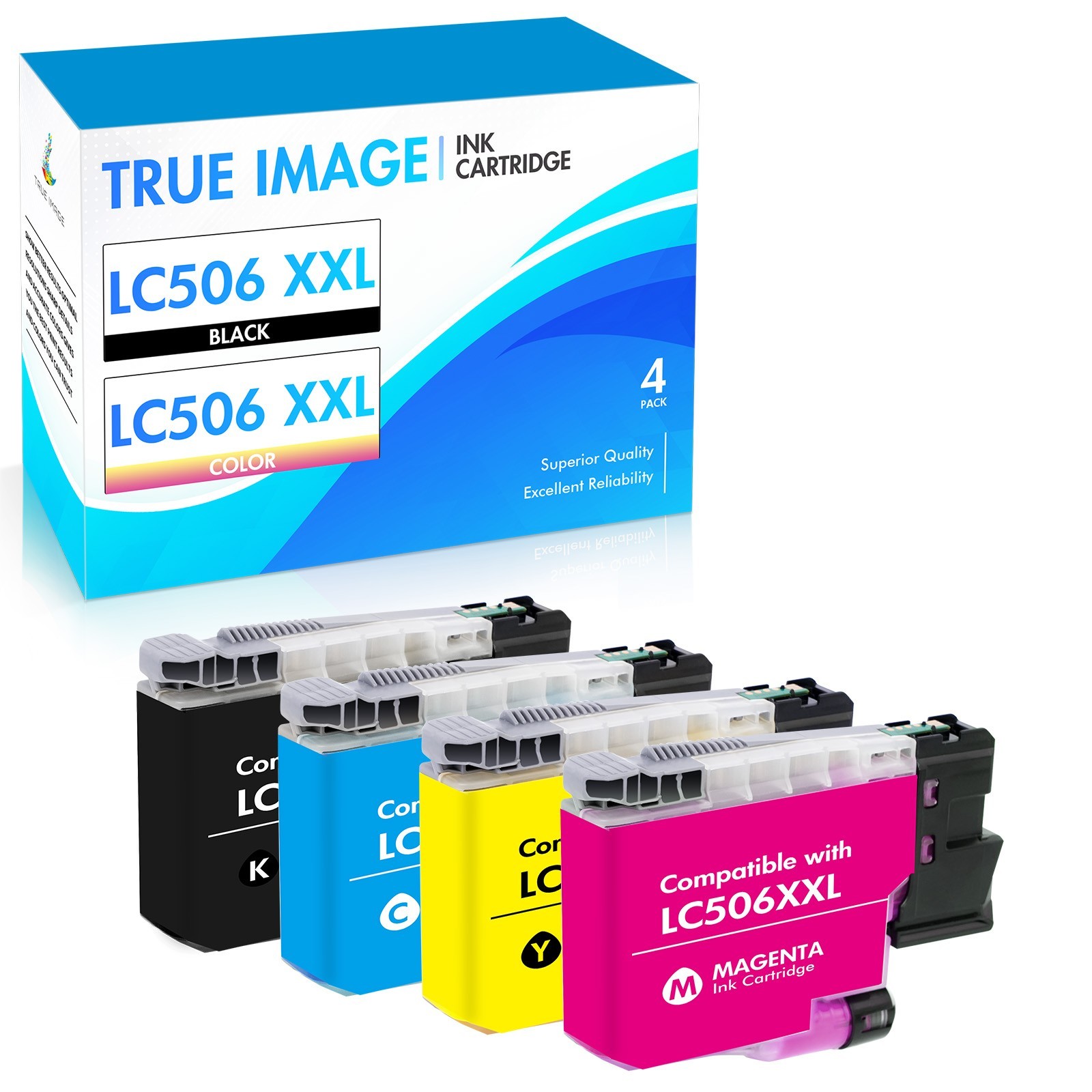 4PK Compatible LC506XXL LC506 Ink Cartridges for Brother MFC-J4557DW MFC-J4555DW
