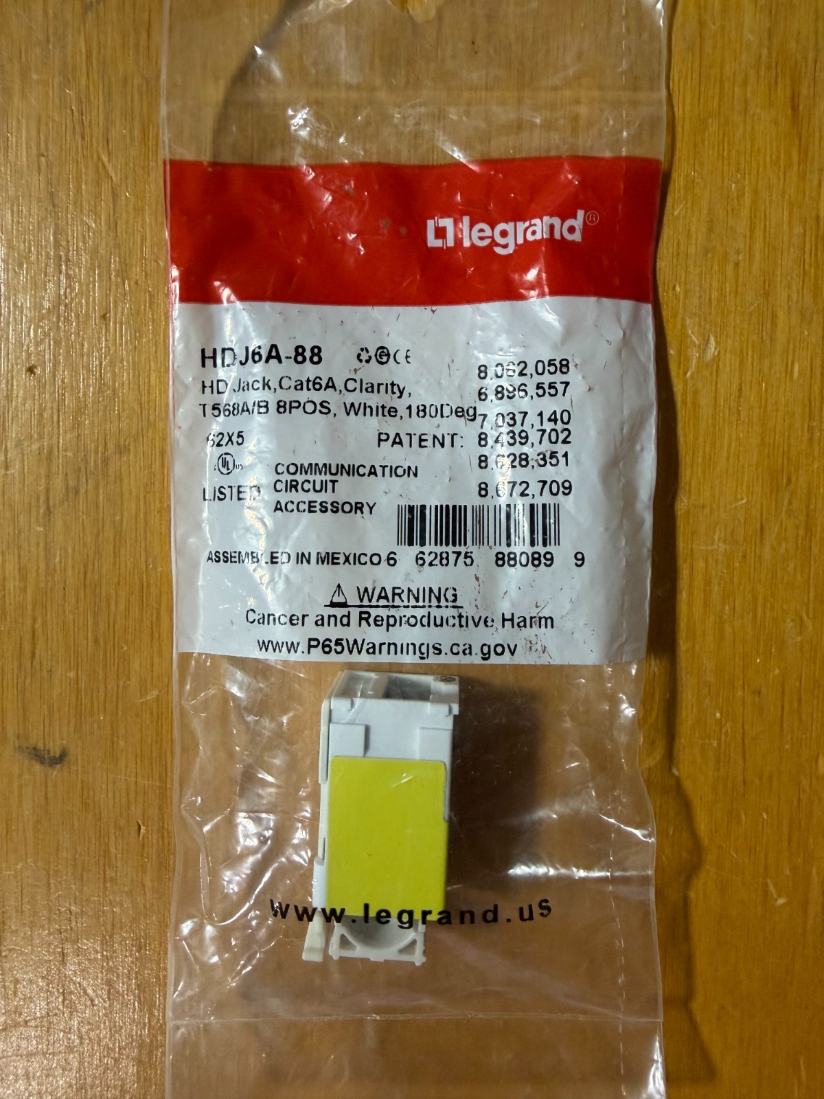 Legrand  HDJ6A-88	Cat6A HD Jack Clarity T568A/B 8POS White