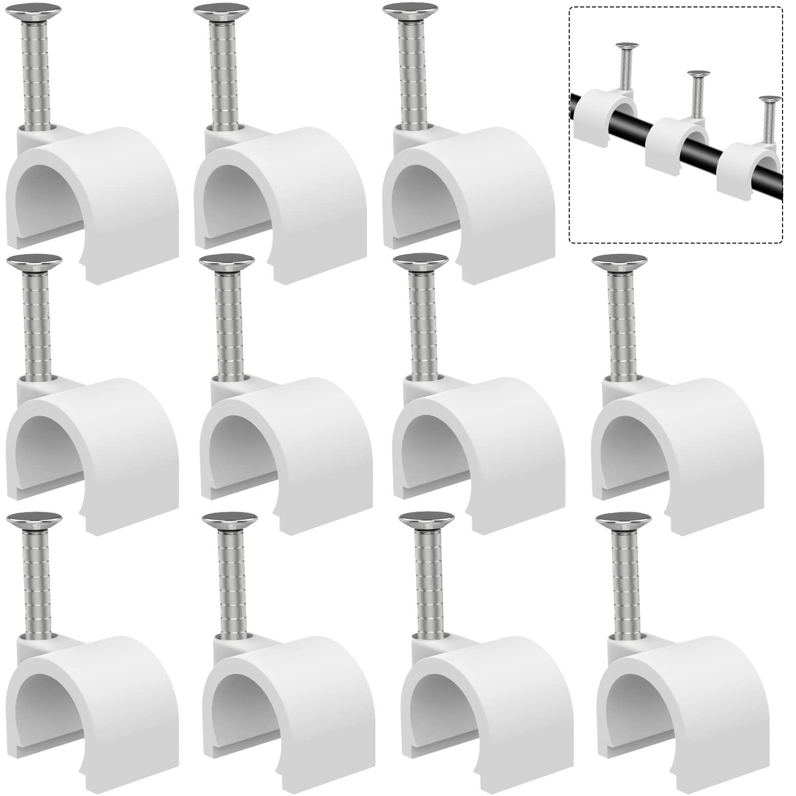 500 PCS 10mm Nail In Cable Clips Coax Speaker Wire Ethernet RG6/59 Clamps