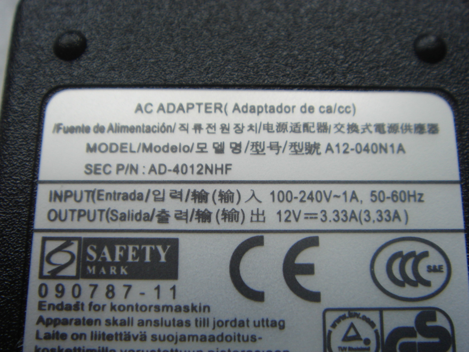 SAMSUNG 12V 3.33A Chromebook 11.6-Inch 3G Wifi GENUINE Power Supply