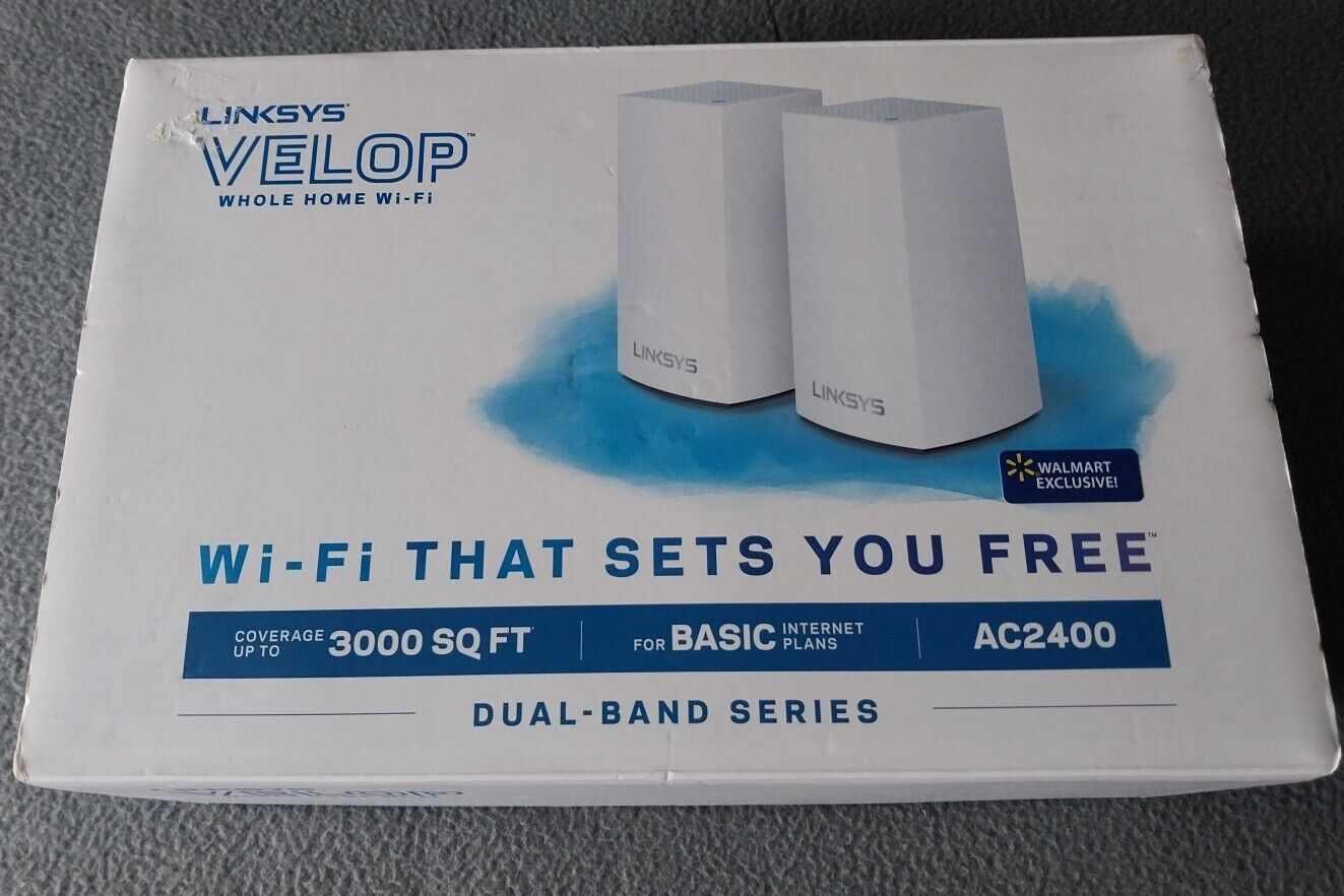 Linksys Velop AC2400 Dual-Band Mesh Wi-Fi System 2 Pack VLP0102 White - NEW