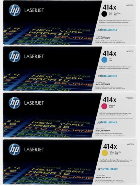 HP 414X Toner Cartridges 4 Pack W2020X W2021X W2022X W2023X Genuine OEM New