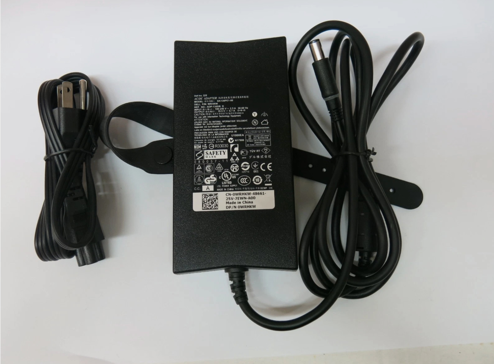 GENUINE ORIGINAL DELL 130W 19.5V 6.7A  Power Cord Charger DA130PE1-00 WRHKW