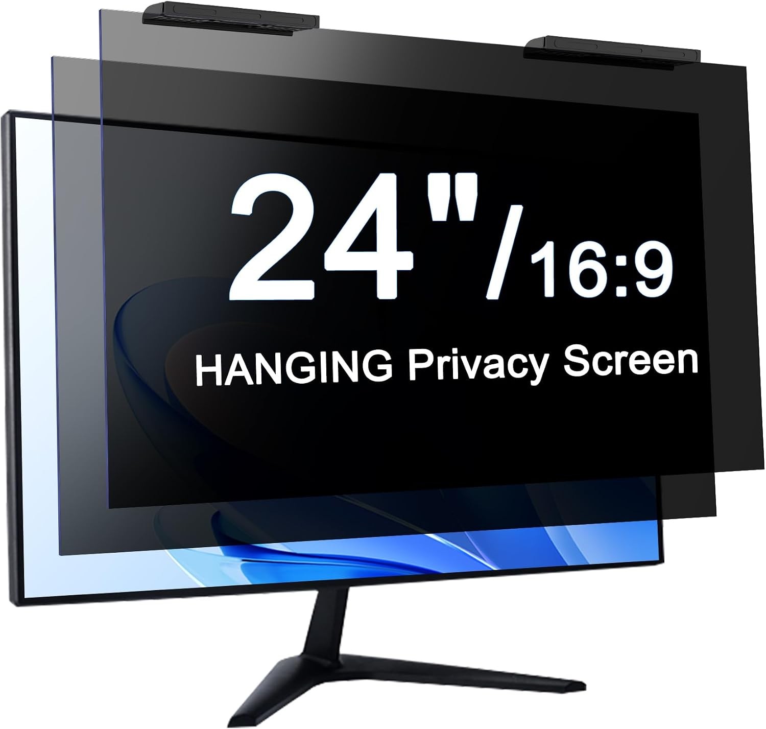 [2-Pack] 24 Inch Privacy Screen for Computer Monitor Hanging Removable 16:9