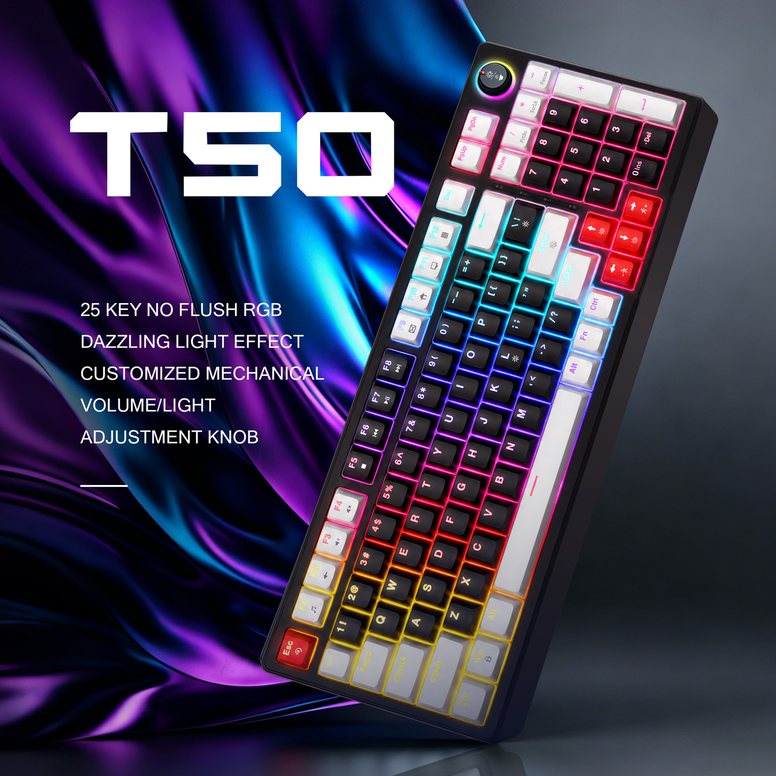 Mechanical Gaming Keyboard Blue Switch LED RGB Backlit 98 Keys Wired PC Windows