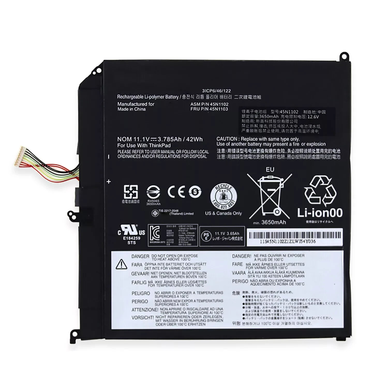 Genuine 45N1102 45N1103 Battery for Lenovo ThinkPad X1 Helix MT3697 3701 36971A1