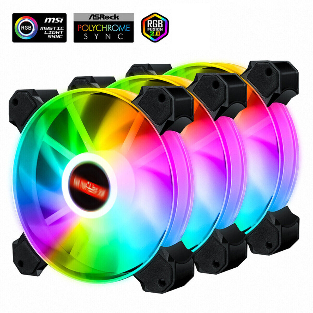 3Pack 120mm RGB Quiet Computer Case PC Cooling Fan RGB LED 3Pin/4Pin Game Cooler