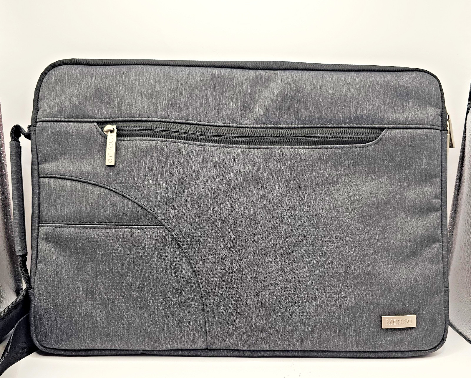 MOSISO Laptop Shoulder Bag 15.6 Inch Gray Padded Messenger Case Adjustable Strap