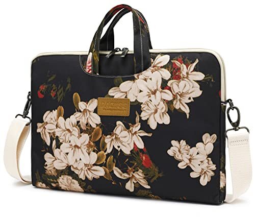 DACHEE Laptop Shoulder Bag for 15 Inch/15.6 Inch 15 inch/15.6 inch Black Peony