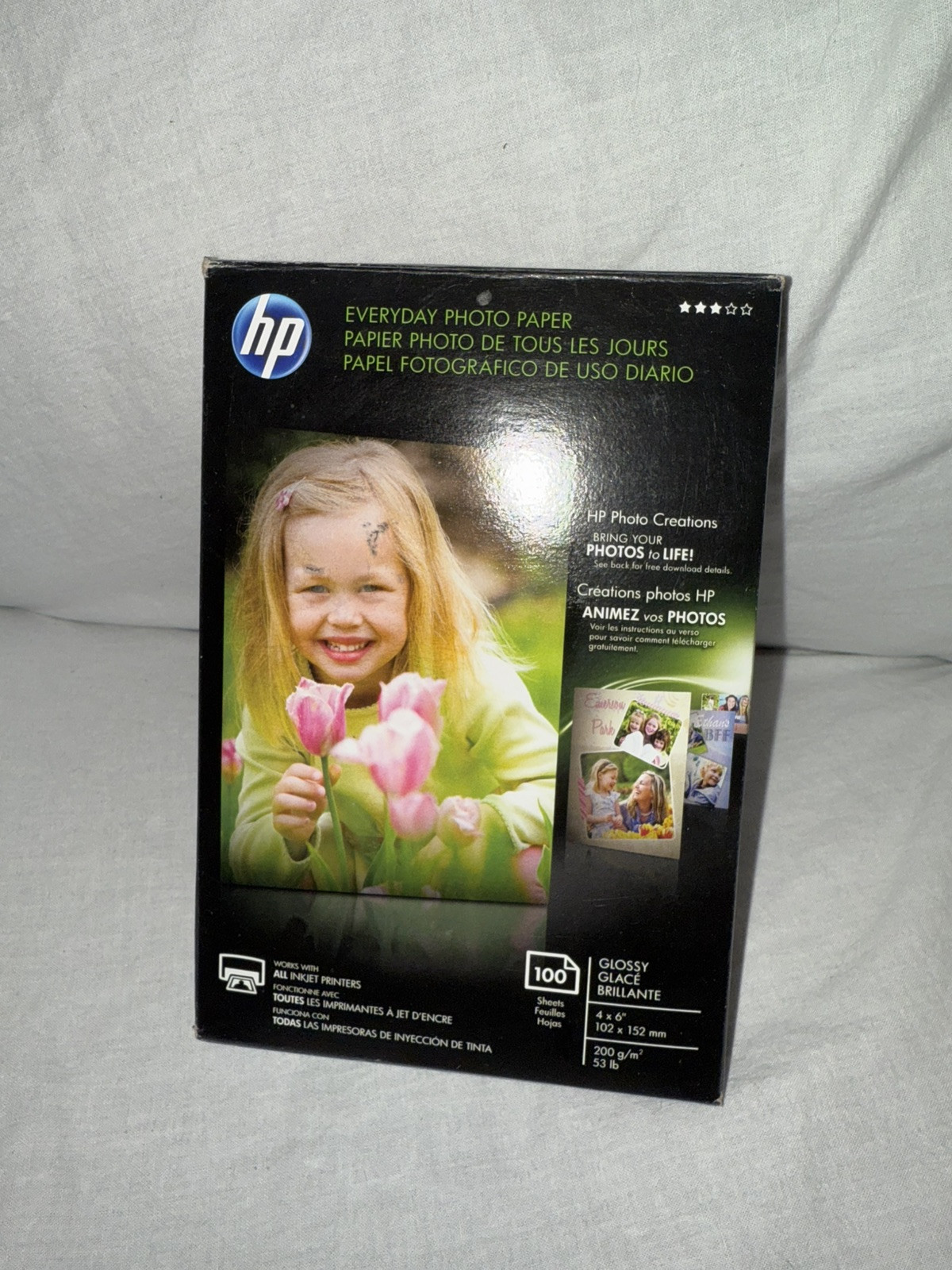HP Genuine Everyday Photo Paper 100 Sheets 4x6 Glossy Sealed-NEW IN BOX.