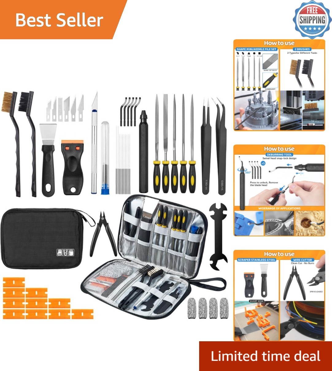 50-Piece 3D Printer Tool Kit & Accessories for FDM/SLA - Complete Case Included