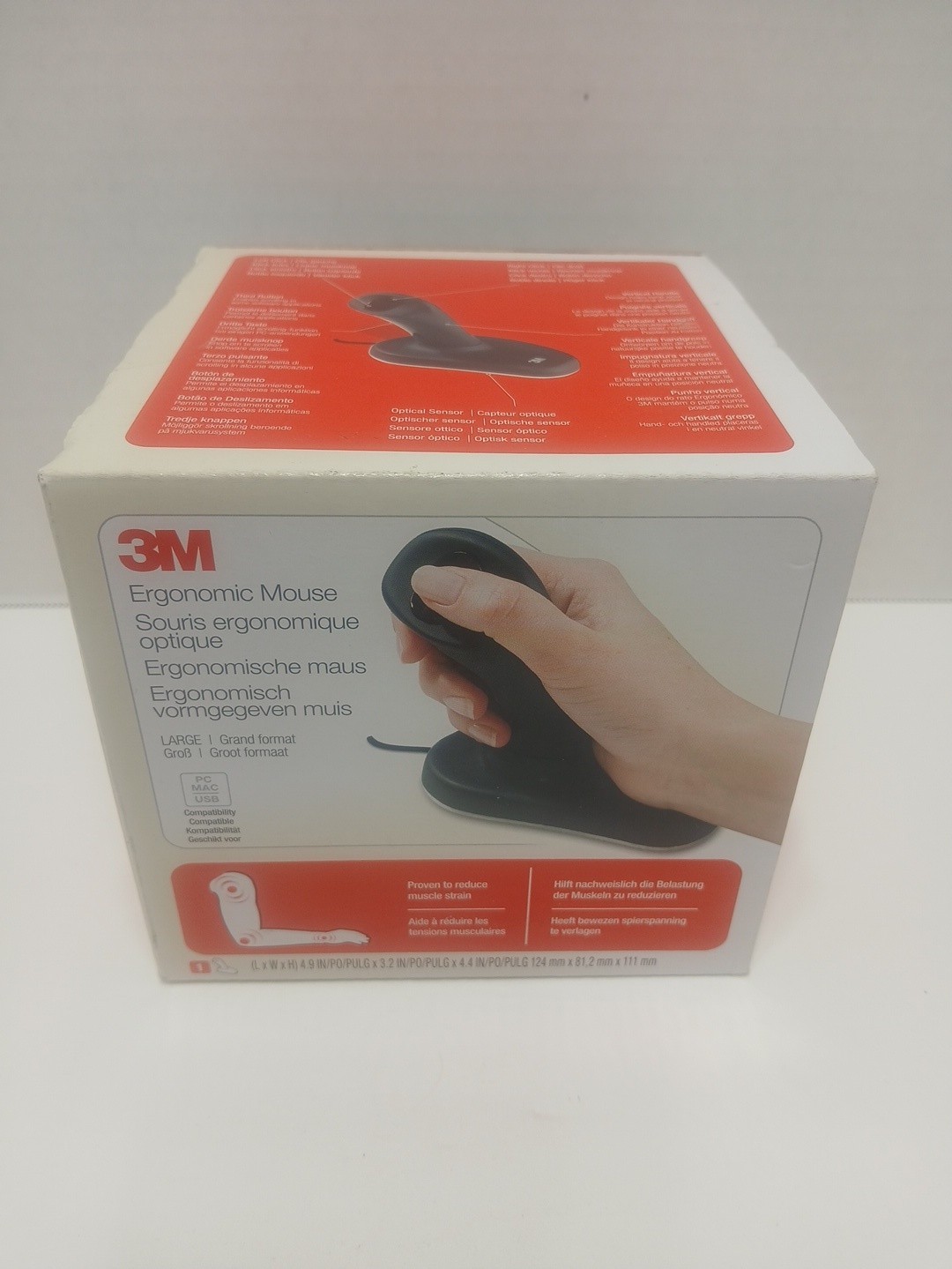 NEW 3M EM500GPS Ergonomic Vertical Optical USB Mouse Small BNIB Sealed