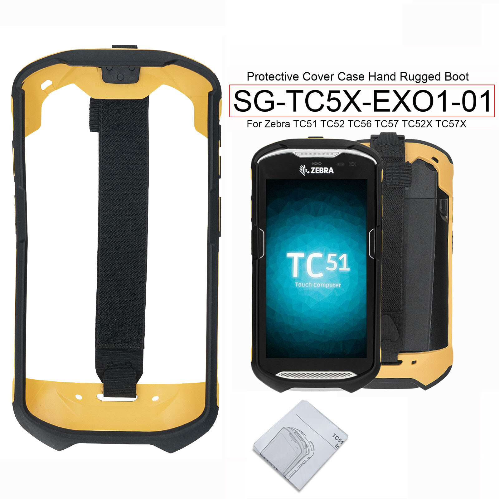 Yellow&Black Protective Cover Bumper Rugged Boot for Zebra TC51 TC52 TC56 TC57