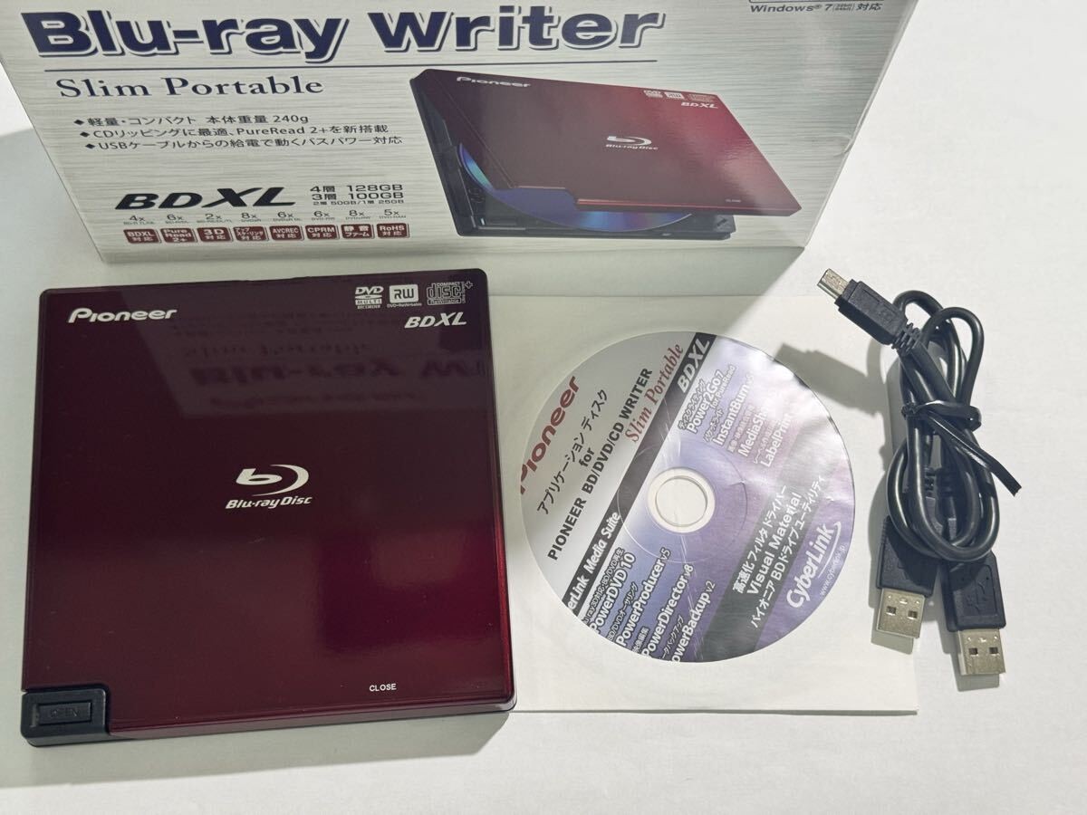 Pioneer External Blu-ray Drive BDR-XD04 in Red Portable Blu-ray Tested Boxed