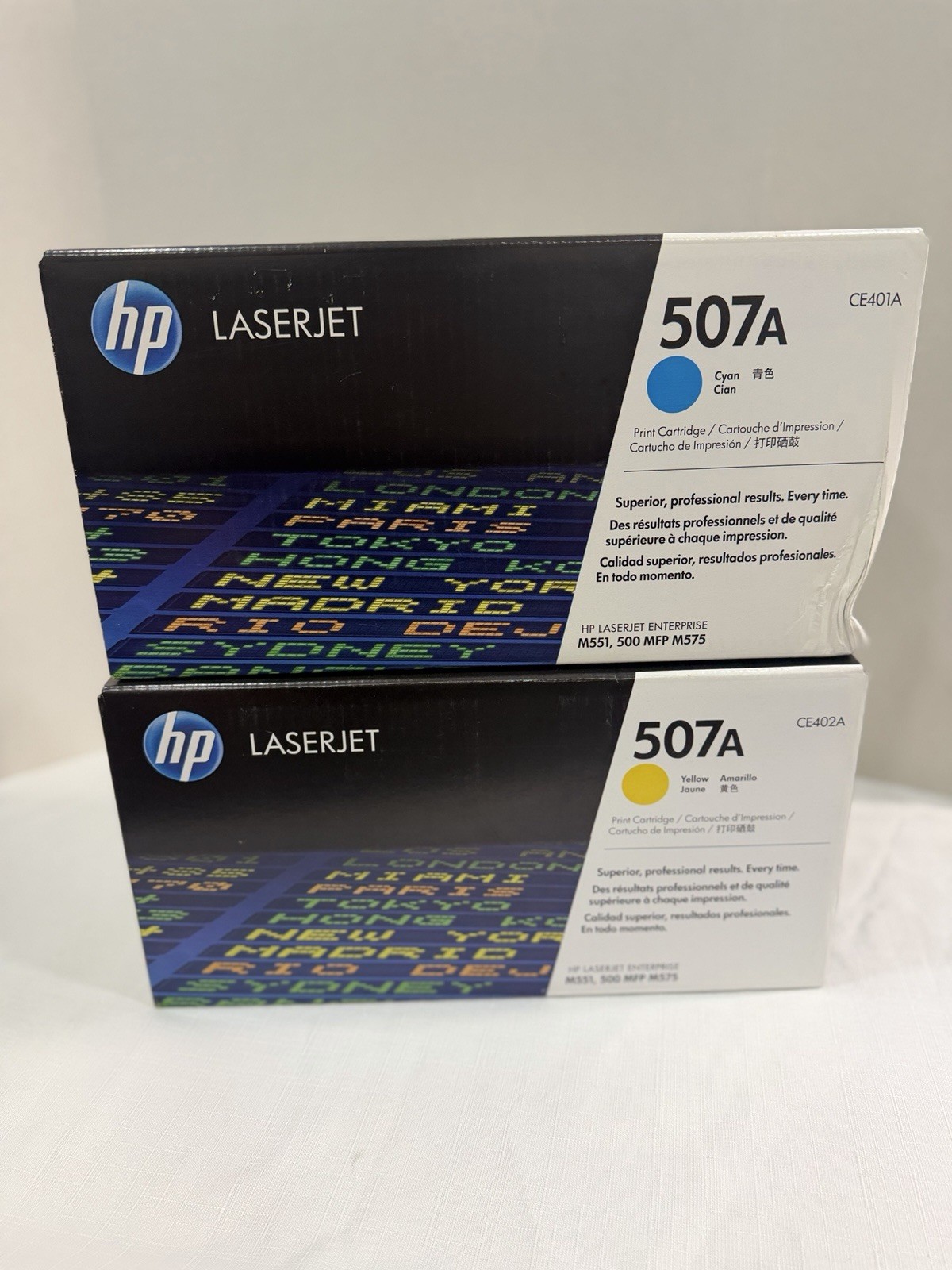 Genuine HP 507A 2 Set Cyan Yellow LaserJet Toner Cartridge OEM CE401A CE402A New