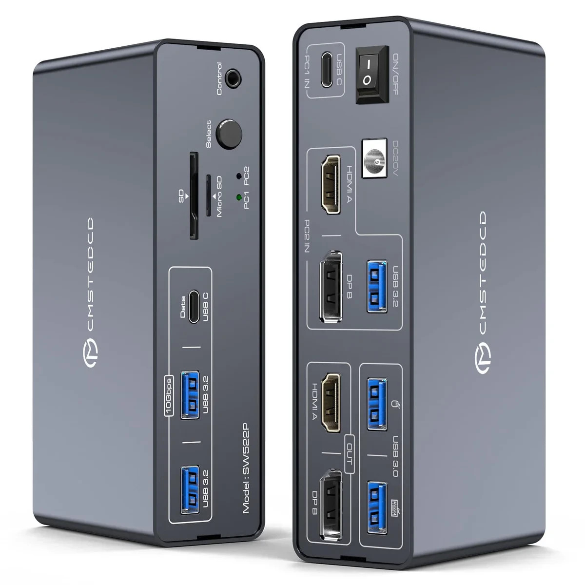USB C KVM Switch 4K60Hz,Dual Monitor USB C HDMI DP KVM Switch 2 PC /  1 Laptop