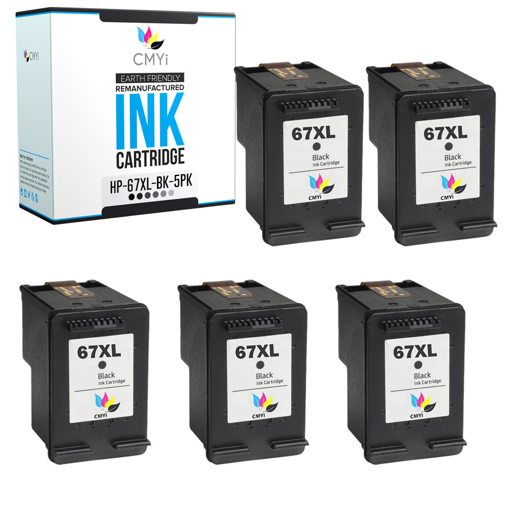 5-Pack Compatible HP 67XL Printer Cartridges for DeskJet 4155e 2755e 2700 2732 