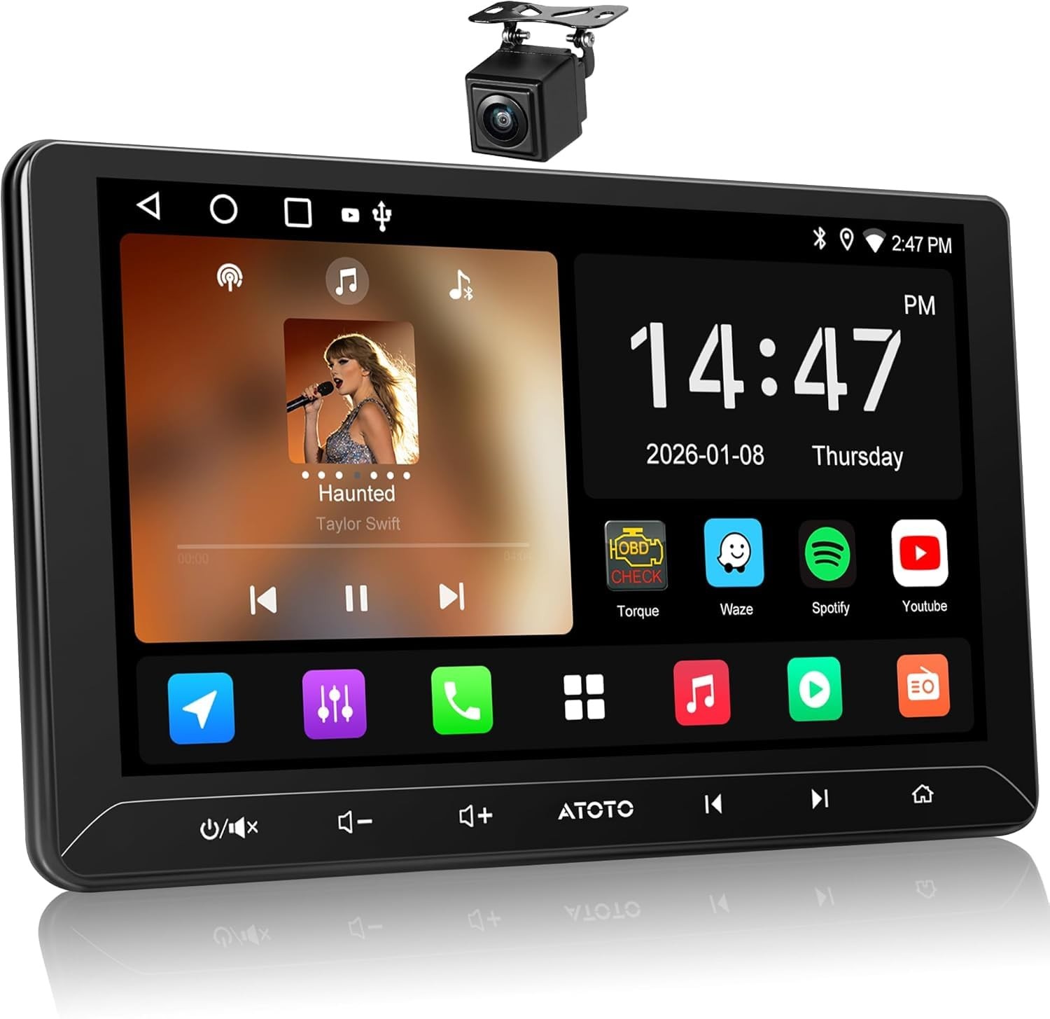 A5L 10 inch Android Double DIN Car Stereo & Backup Camera, Wireless 10"