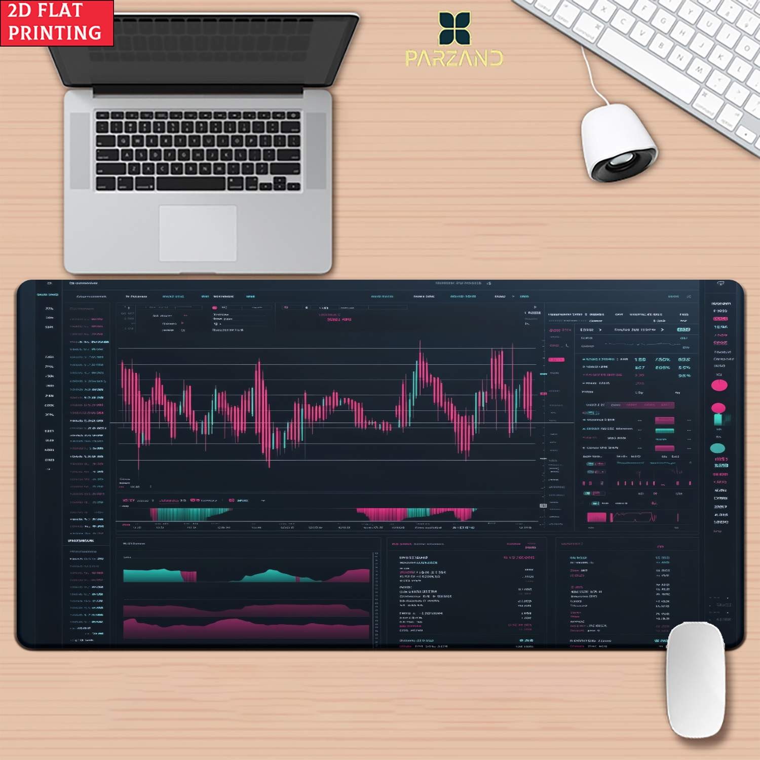 2D Flat 1pc Stock Monitoring Page Pattern Pad for Desk, Gaming, Office Decor,