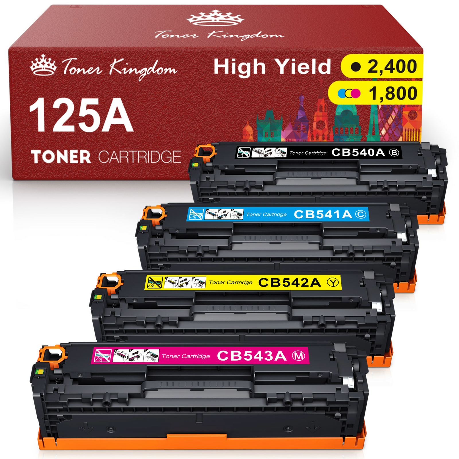 4PK CB540A Toner Cartridge For HP 125A Laserjet CP1215 CP1518ni CM1312 CP1525nw
