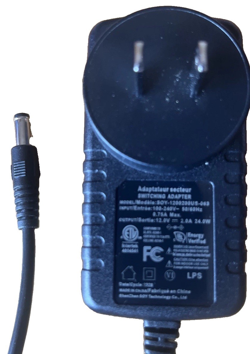 Shenzhen SOY Switching Adapter Model SOY-1200200US-063 12V 2A 24W (9)