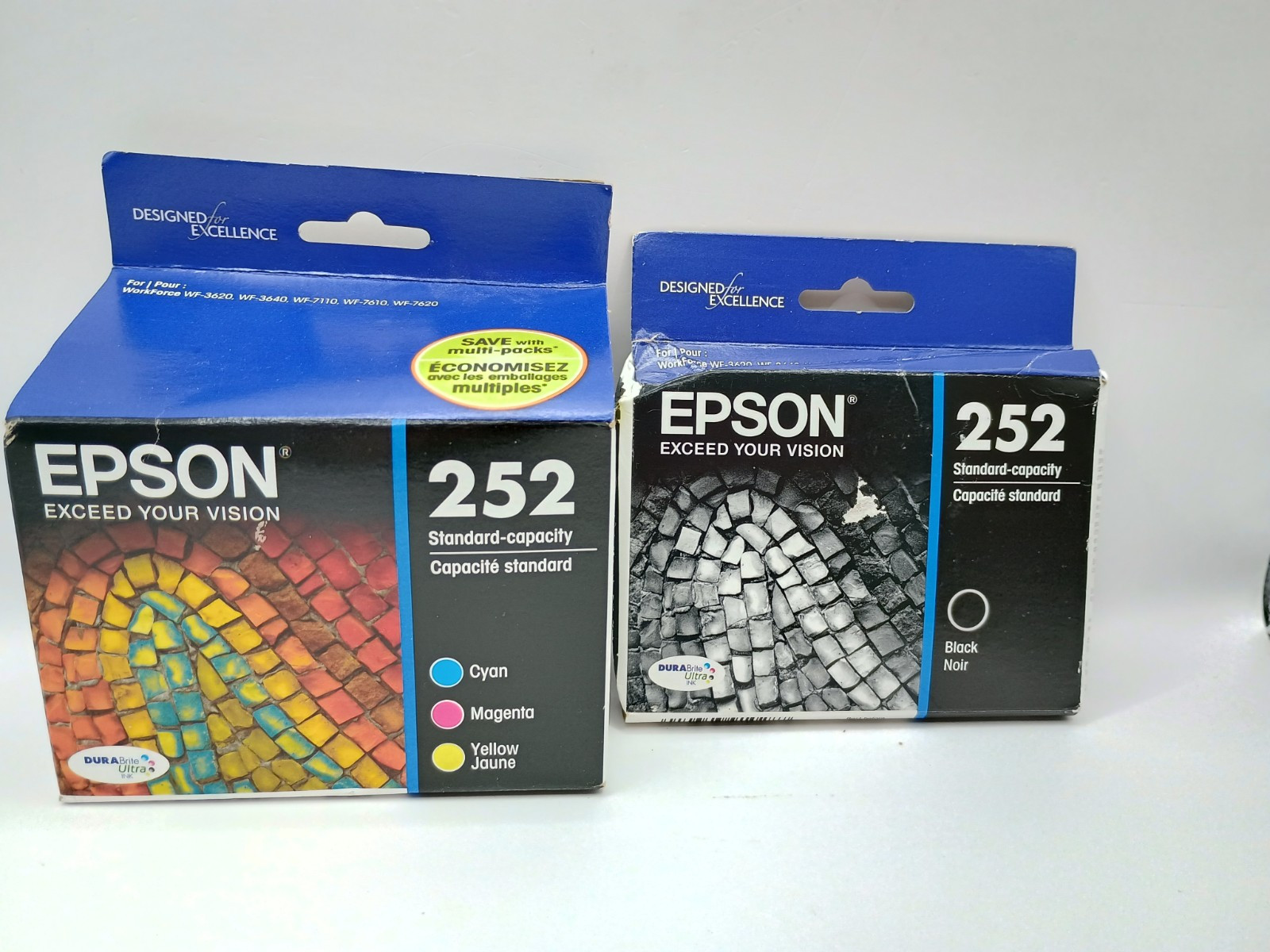 Epson 252 Ink Cartridges Black + Cyan Yellow Magenta, Sealed, Exp 2018