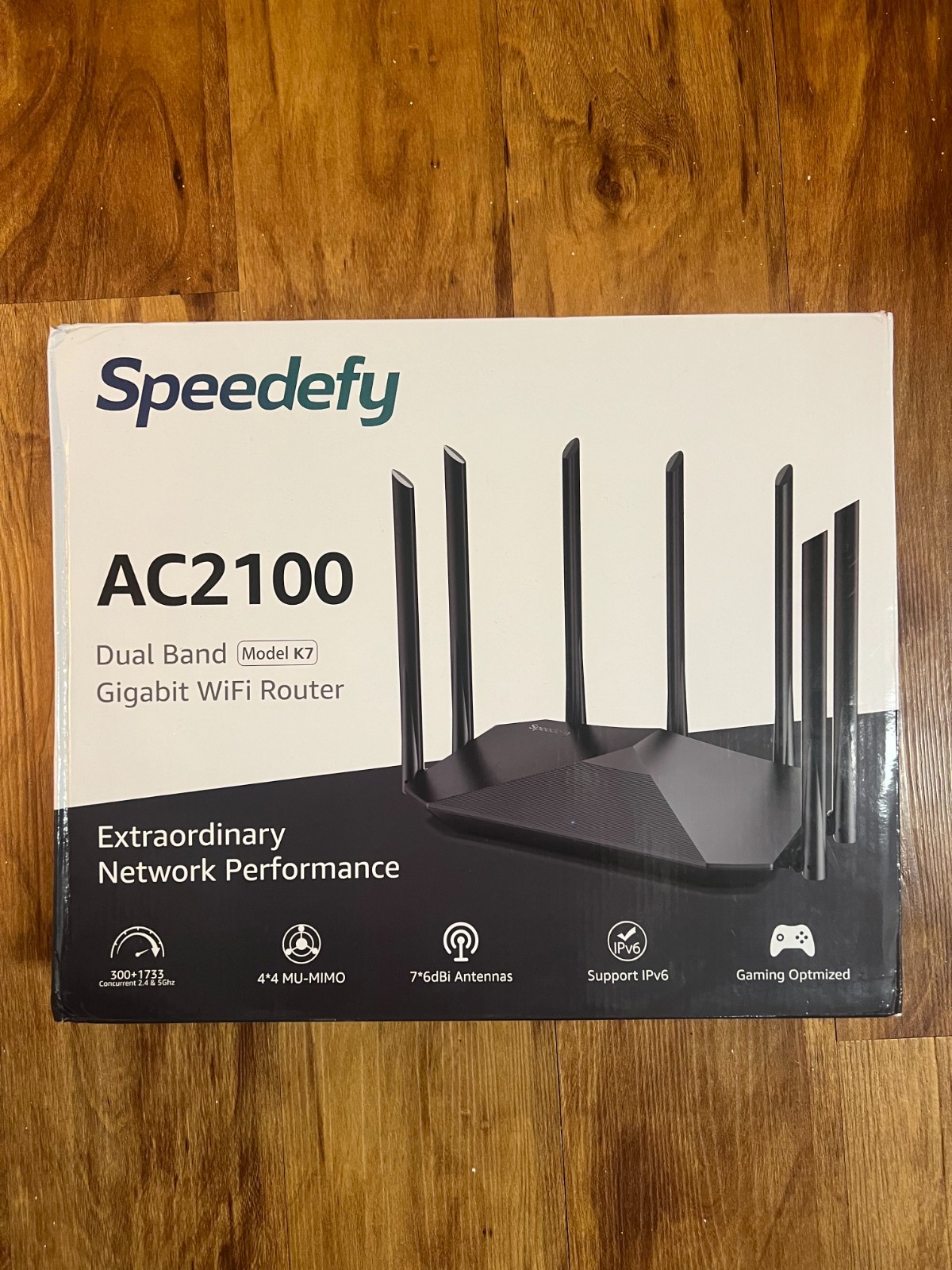 Speedefy AC2100 Smart WiFi Router, Dual Band, Model K7 Missing adapter/cable