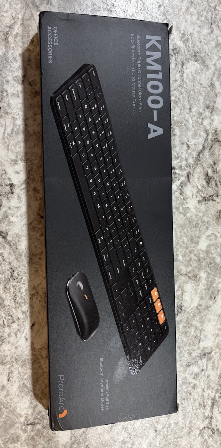 ProtoArc KM100-A Bluetooth Ultra-Slim Backlit Keyboard Mouse Combo Black