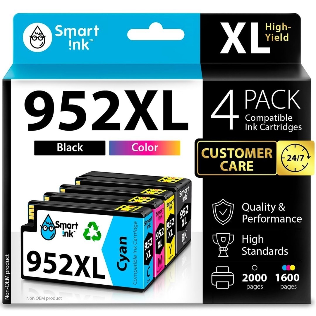 Smart Ink 952XL Ink Cartridges 4-Pack CMYK for HP OfficeJet Pro 8710 7740