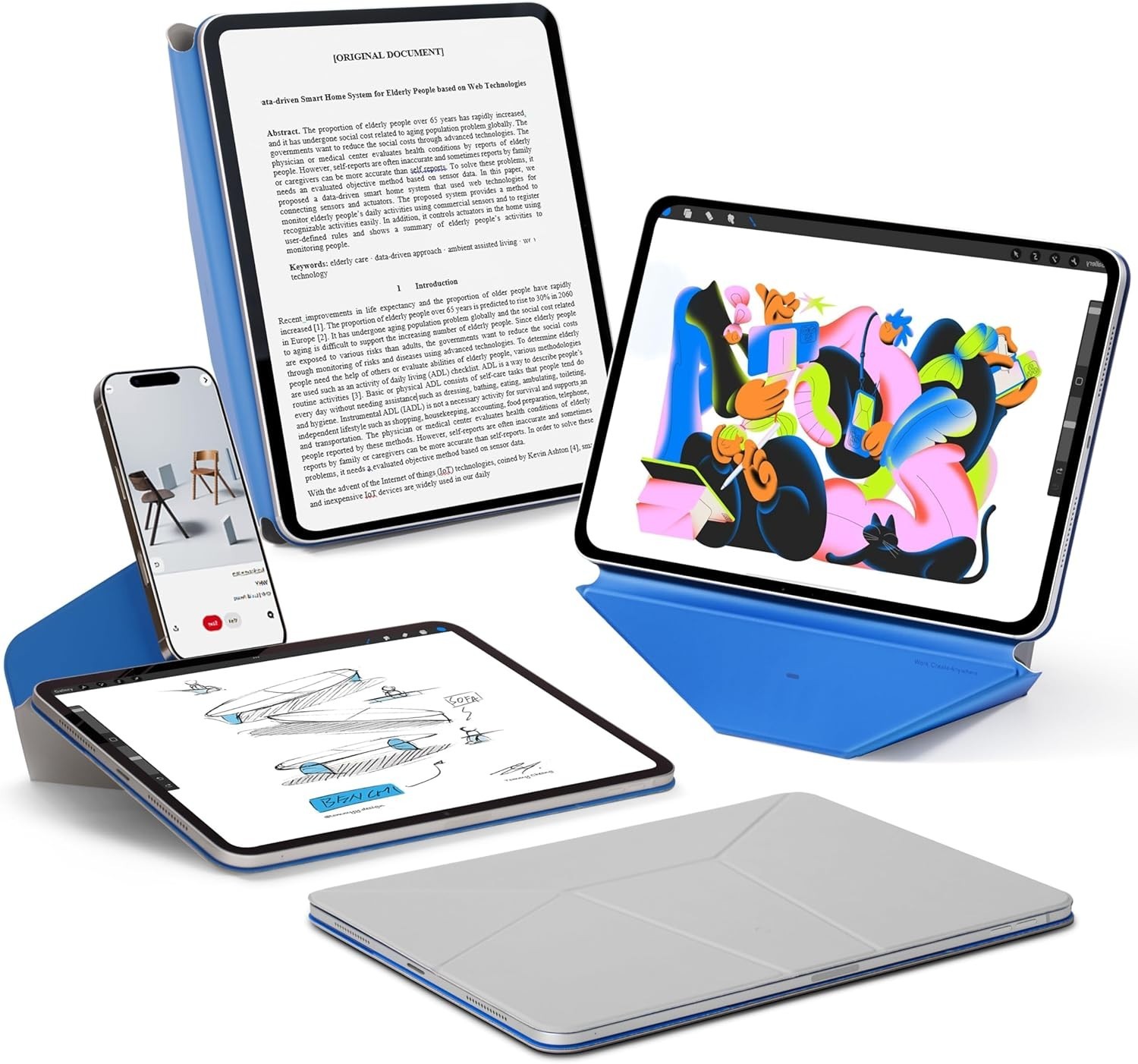 MOFT Dynamic Folio Case iPad 11th A16 10th A14 Cement Sapphire