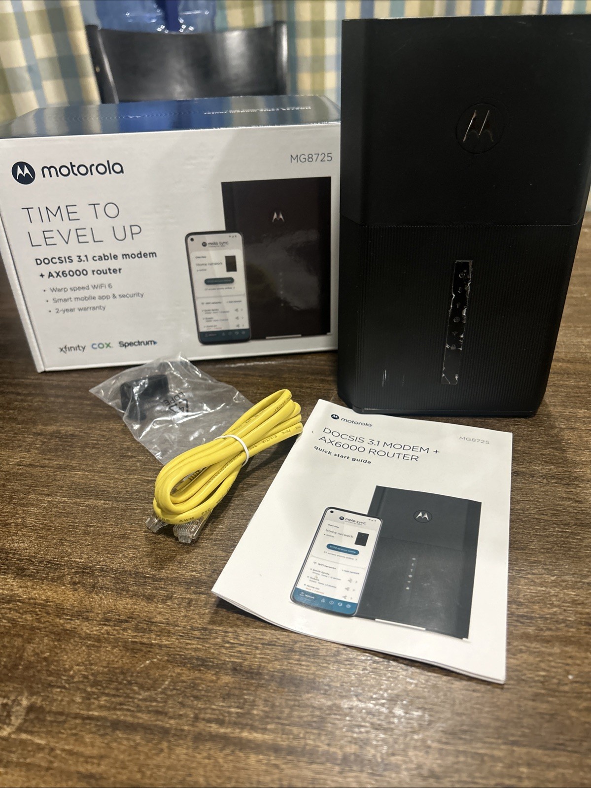 Motorola MG8725 Cable Modem AX6000 WiFi 6 Router Black . Modern Only