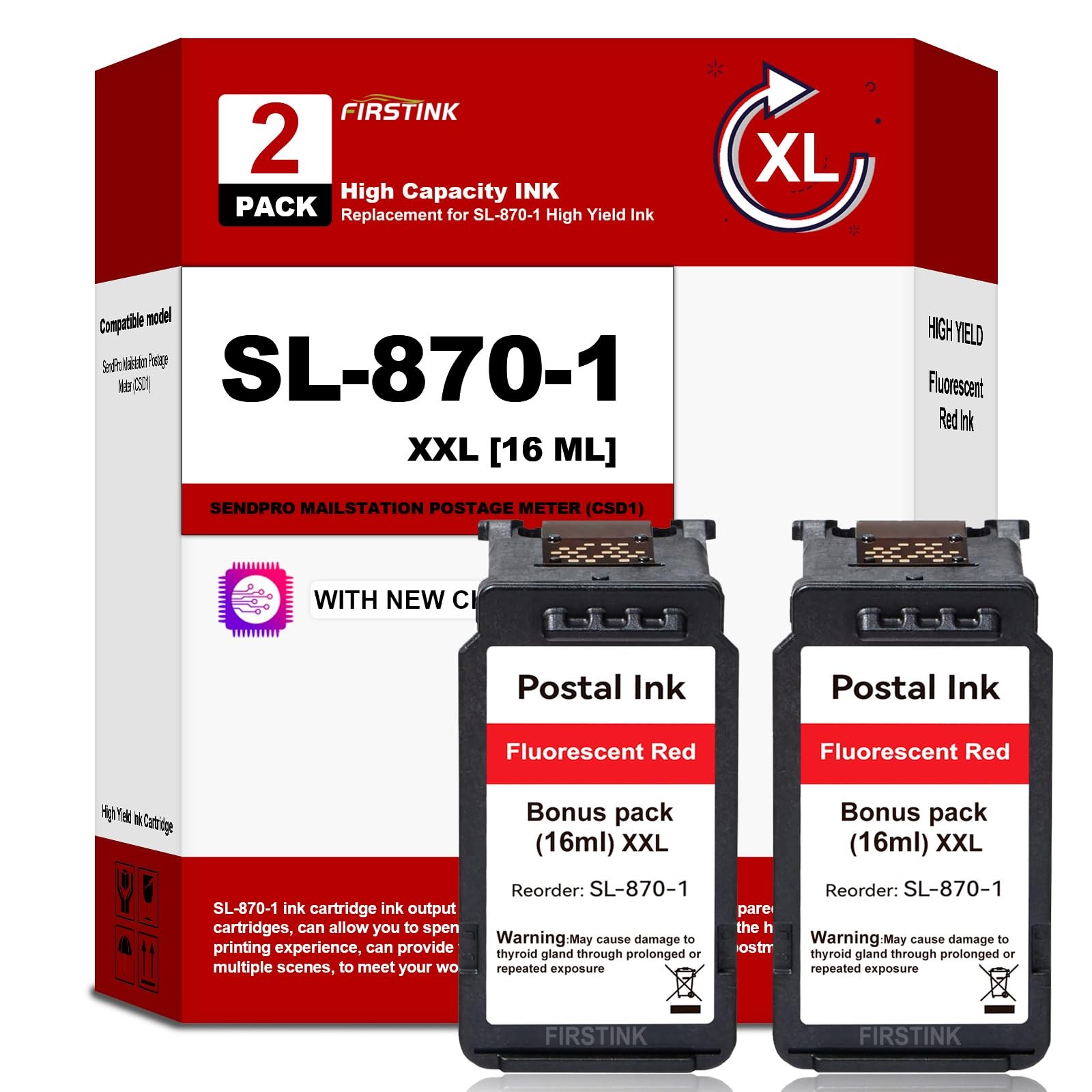 High Yield SL8701 SL-870-1 Fluorescent Red Ink Cartridges