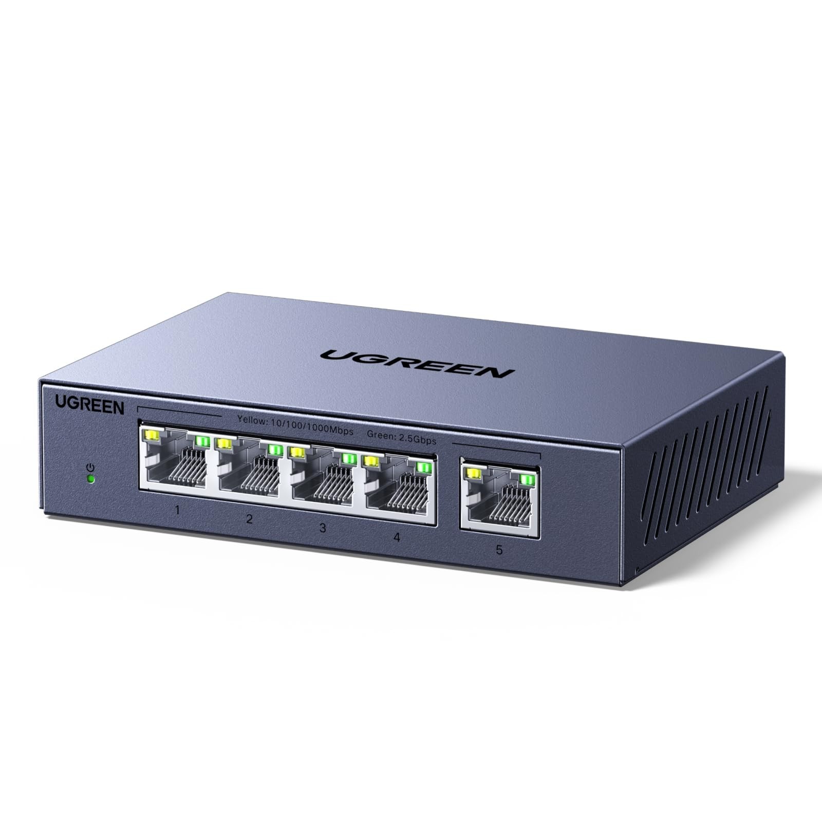 5-Port 2.5Gb Ethernet Switch, High-Speed Network Hub, Metal Case, Plug & Play