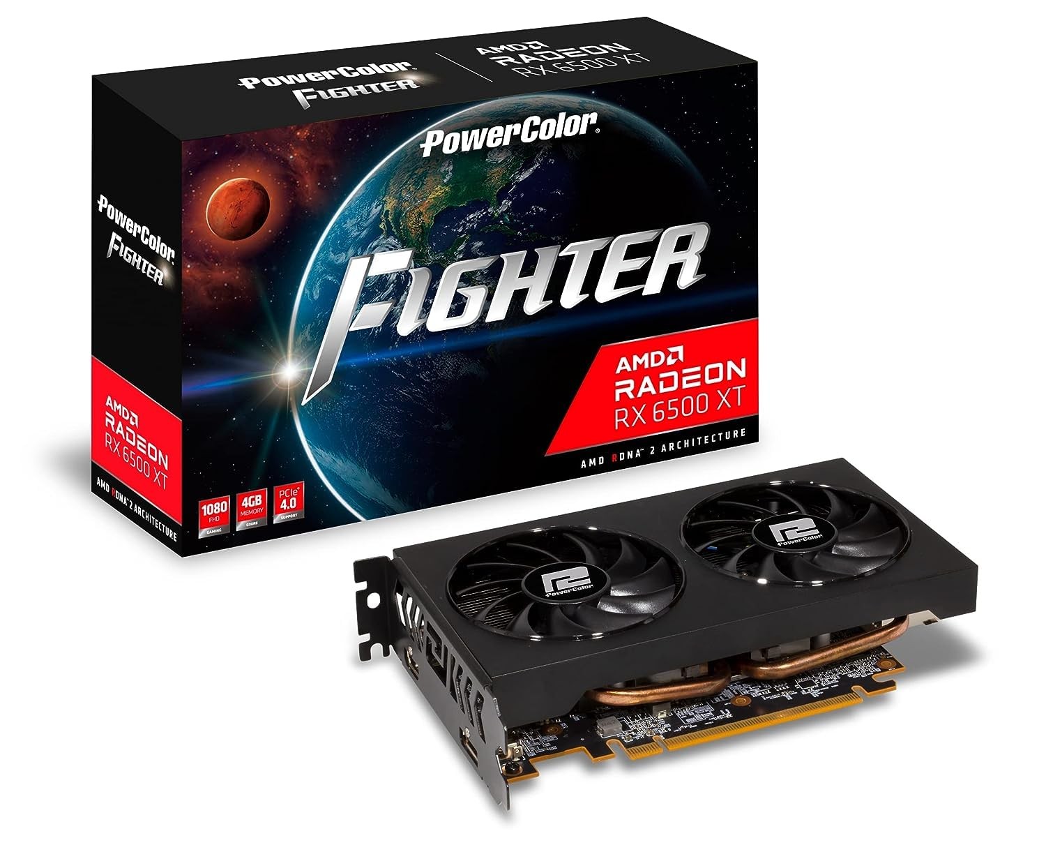 PowerColor Fighter AMD Radeon RX 6500 XT Gaming Graphics Card 4GB GDDR6 Memory