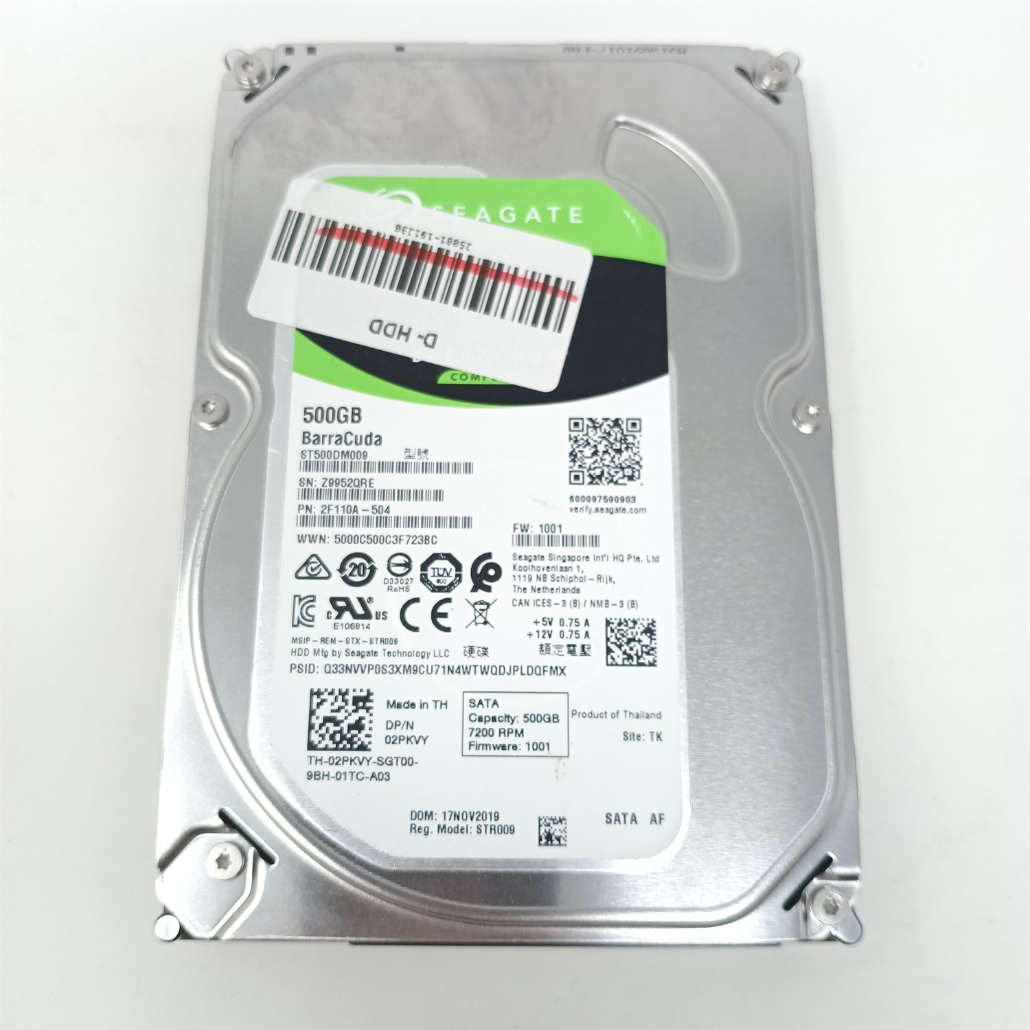 Seagate ST500DM009-2F110A 500GB 3.5" SATA III HDD - Tested