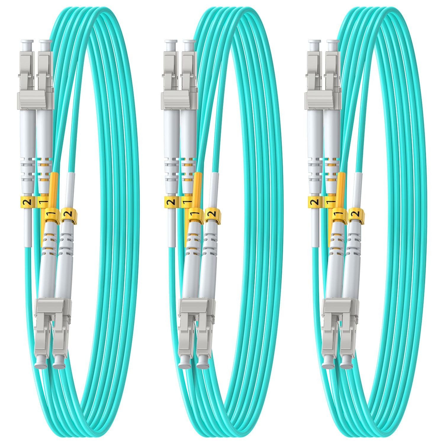 3 PCS OM3 LC To LC Fiber Cable Duplex Multimode 10G/40G 50/125um 3m 10FT