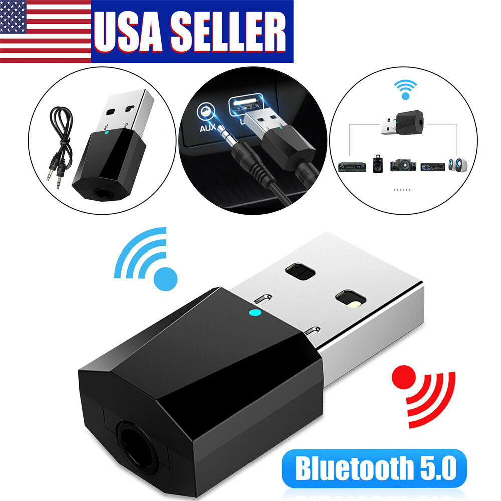 5.0 Audio Receiver Wireless Bluetooth 3.5mm AUX To USB Car Stereo Music Adapter
