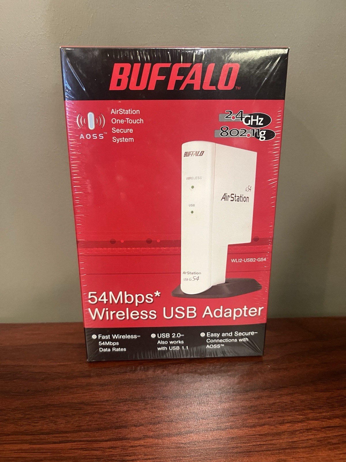 Buffalo Wireless USB Adapter 54 Mbps WLI2-USB2-G54 Airstation AOSS - New/Sealed